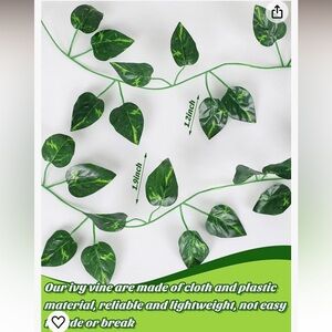 NWT 7 Piece Green Plants Vine Hanging Garland